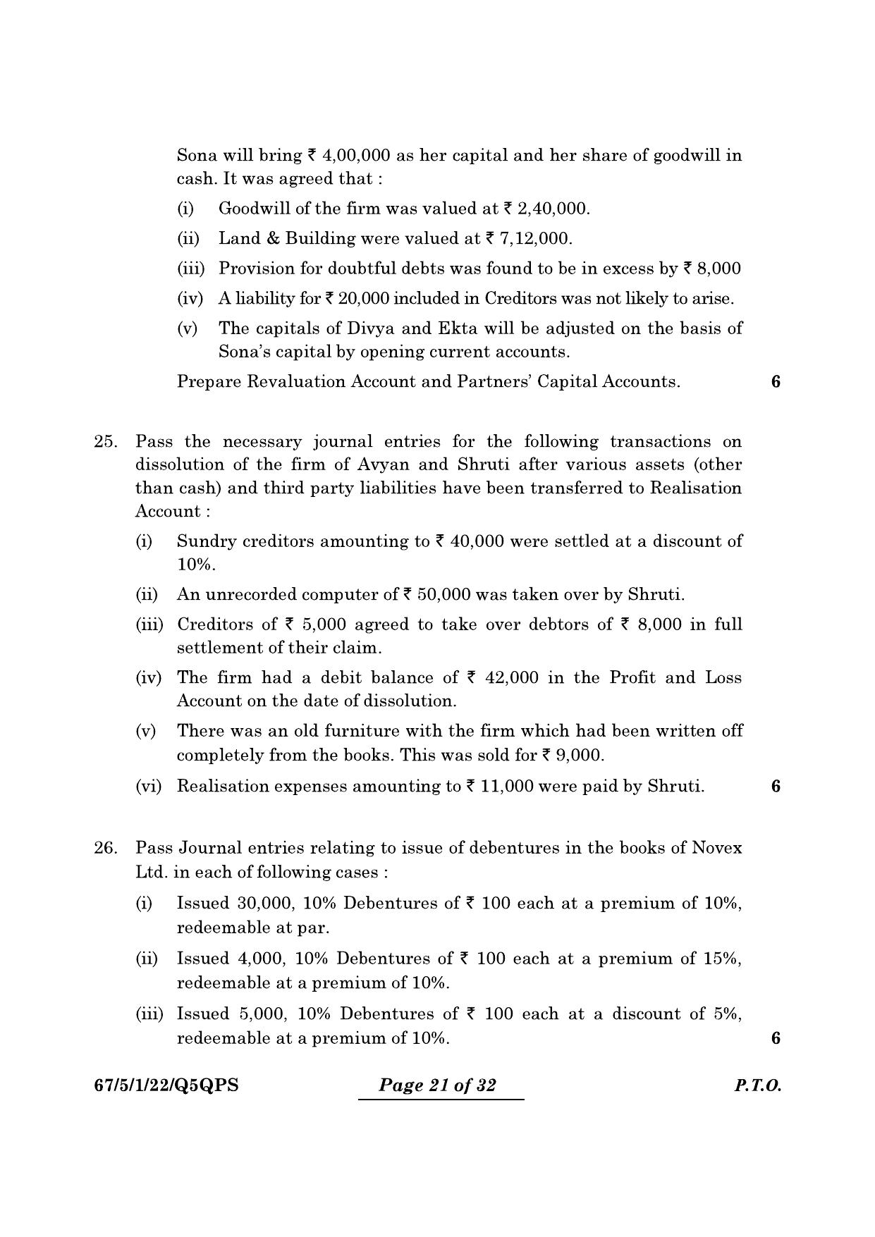 CBSE Class 12 67-5-1 Accountancy 2024 Question Paper - Page 21