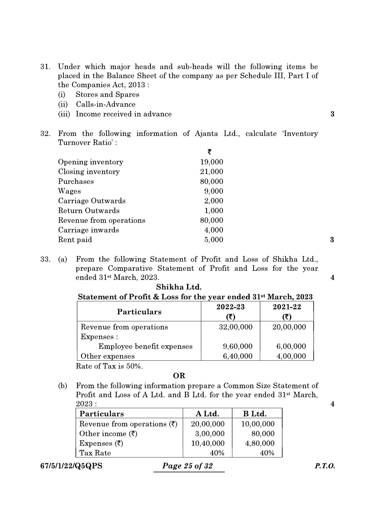 CBSE Class 12 67-5-1 Accountancy 2024 Question Paper - Page 25