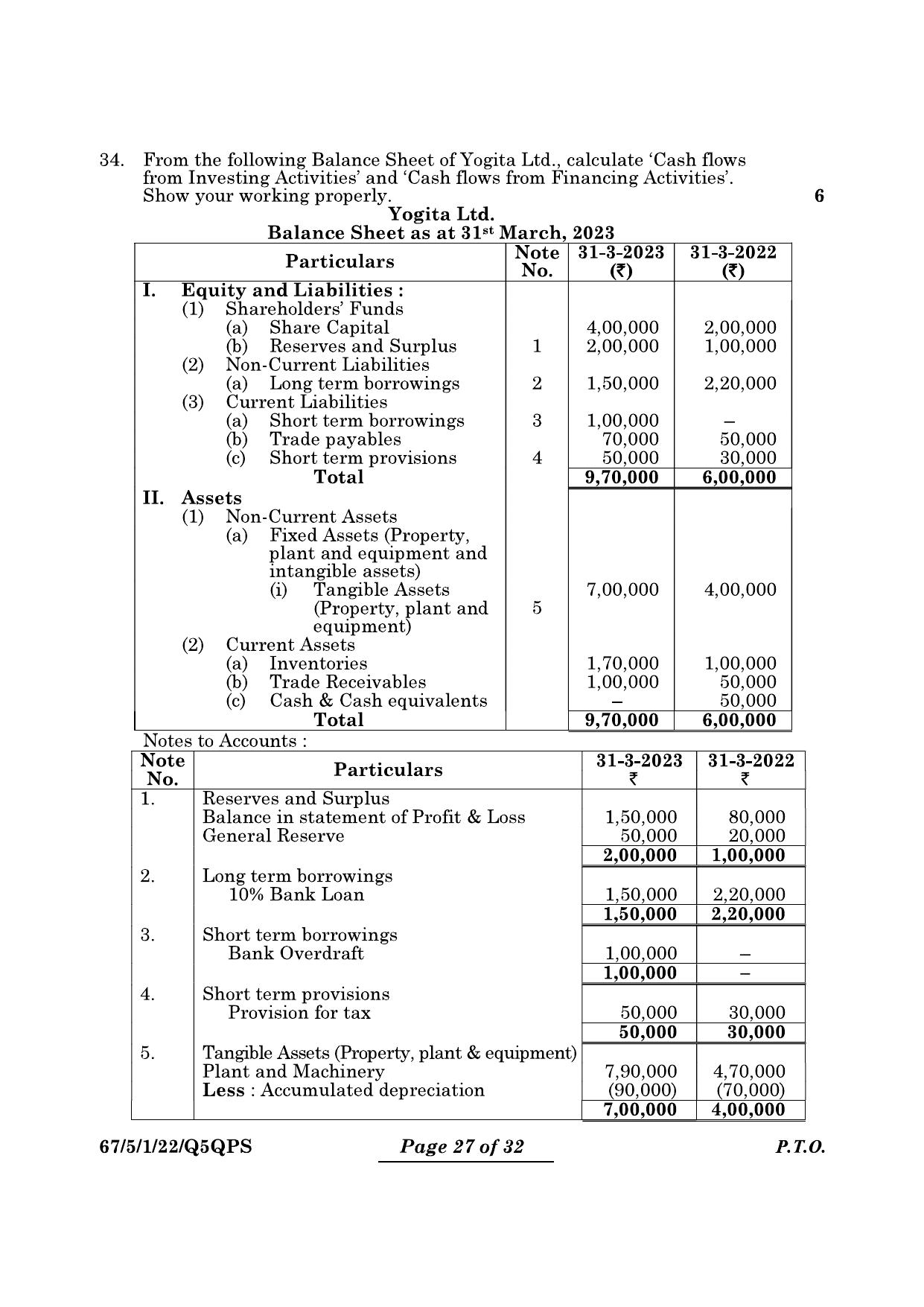 CBSE Class 12 67-5-1 Accountancy 2024 Question Paper - Page 27