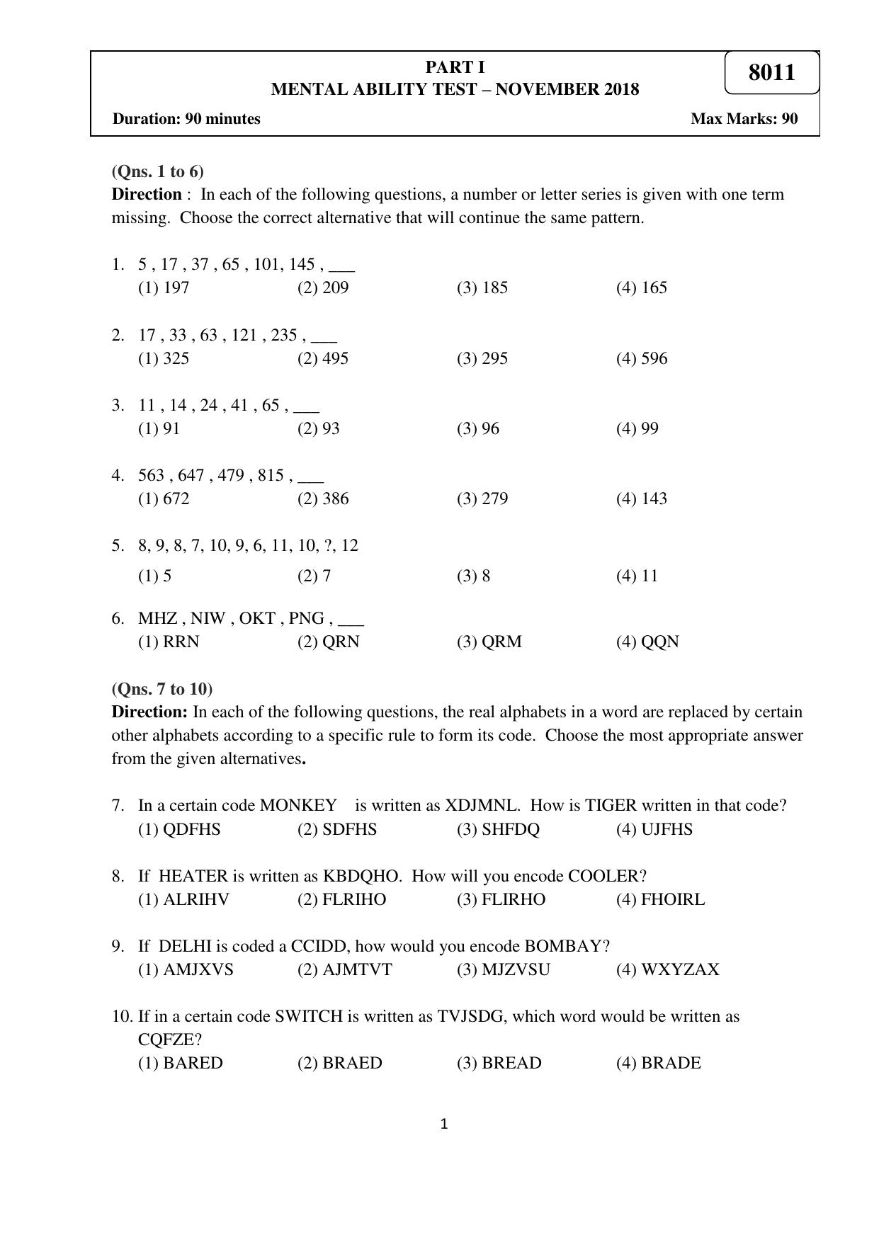 Puducherry NMMS 2018 Question Paper - Page 2