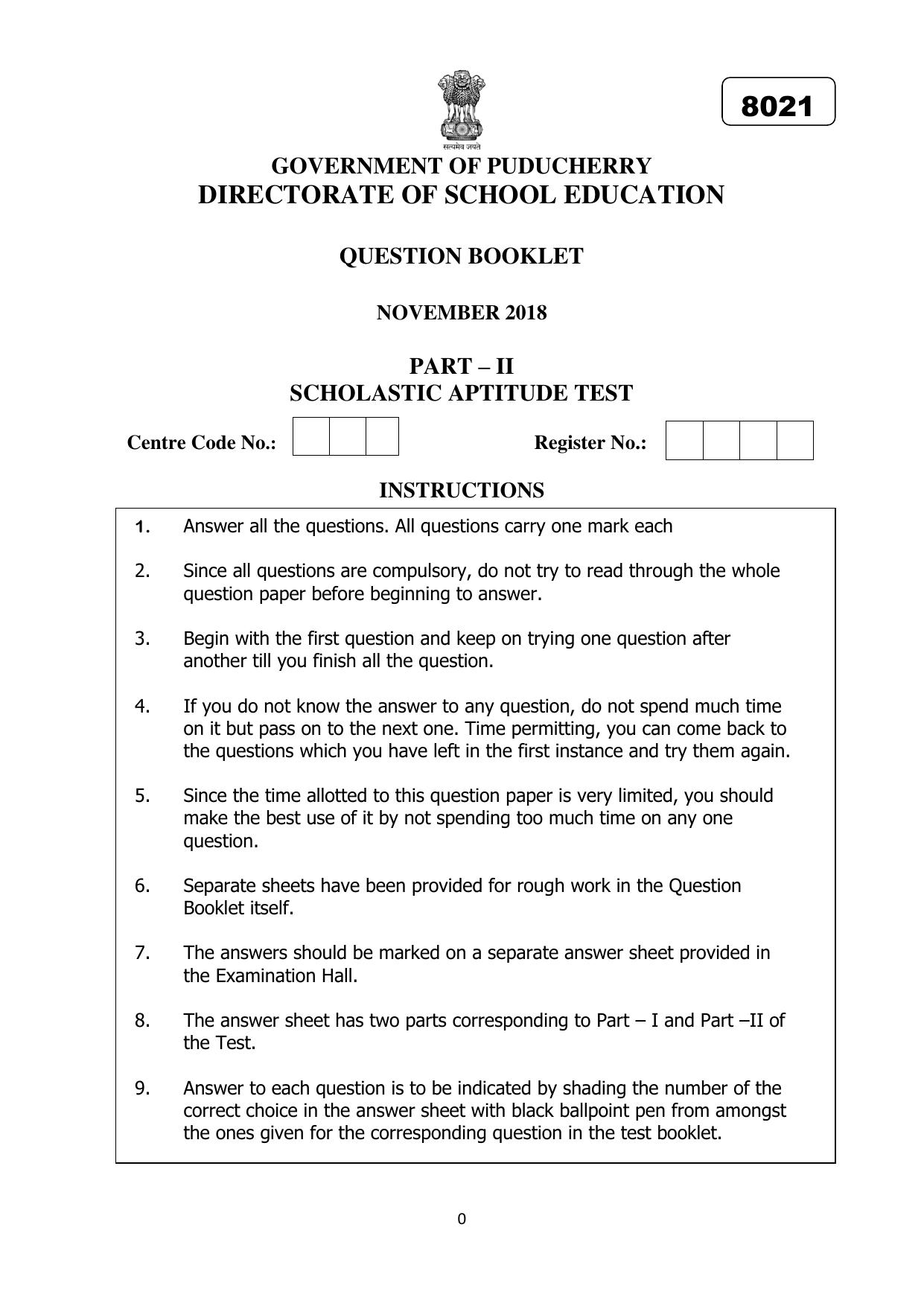 Puducherry NMMS 2018 Question Paper - Page 15