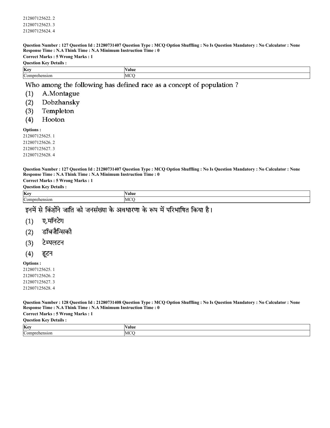 CUET 2023 English Hindi Shift 3 Question Papers - Page 99