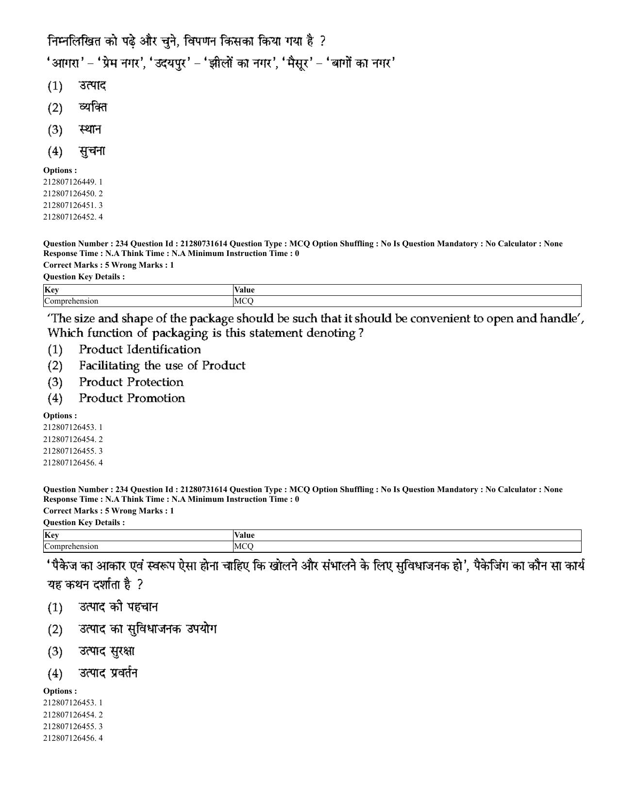 CUET 2023 English Hindi Shift 3 Question Papers - Page 206