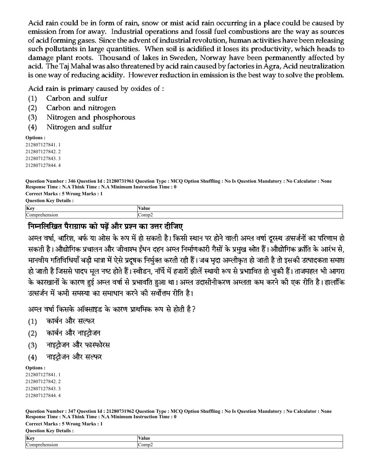 CUET 2023 English Hindi Shift 3 Question Papers - Page 314