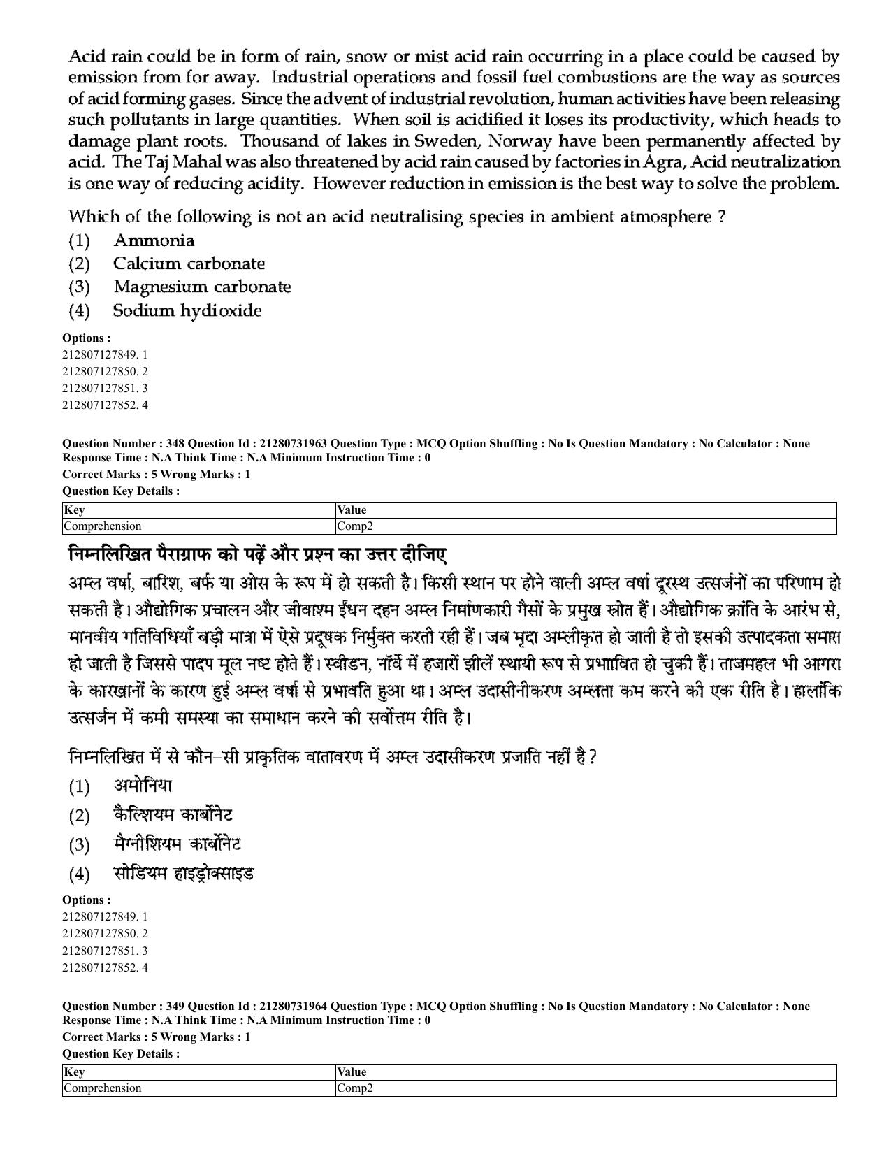 CUET 2023 English Hindi Shift 3 Question Papers - Page 316