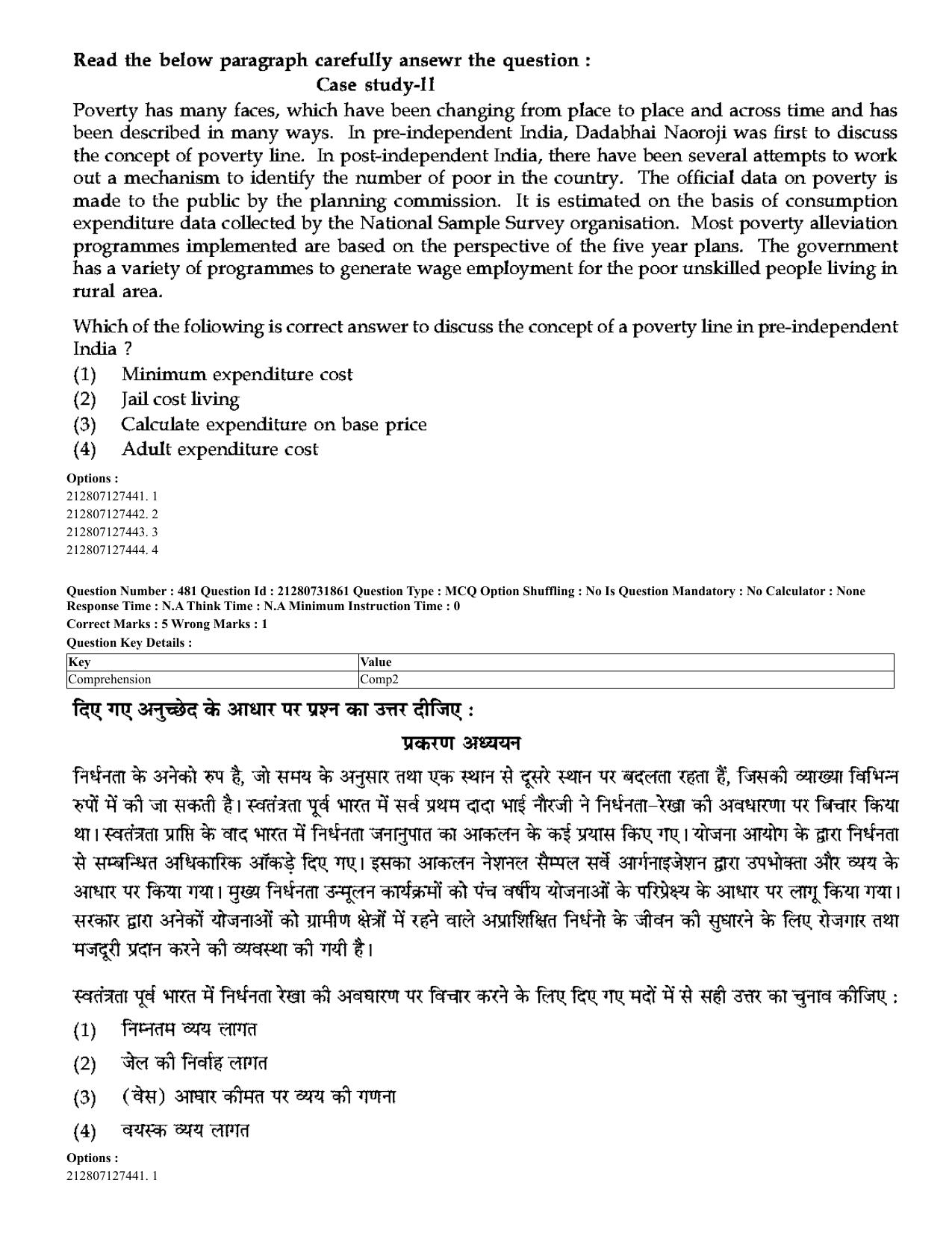 CUET 2023 English Hindi Shift 3 Question Papers - Page 446