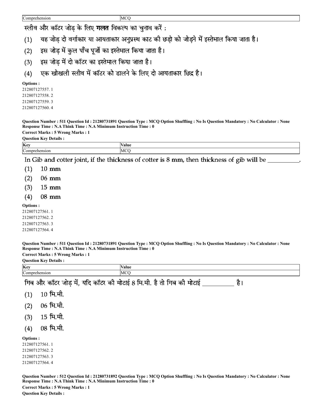 CUET 2023 English Hindi Shift 3 Question Papers - Page 475