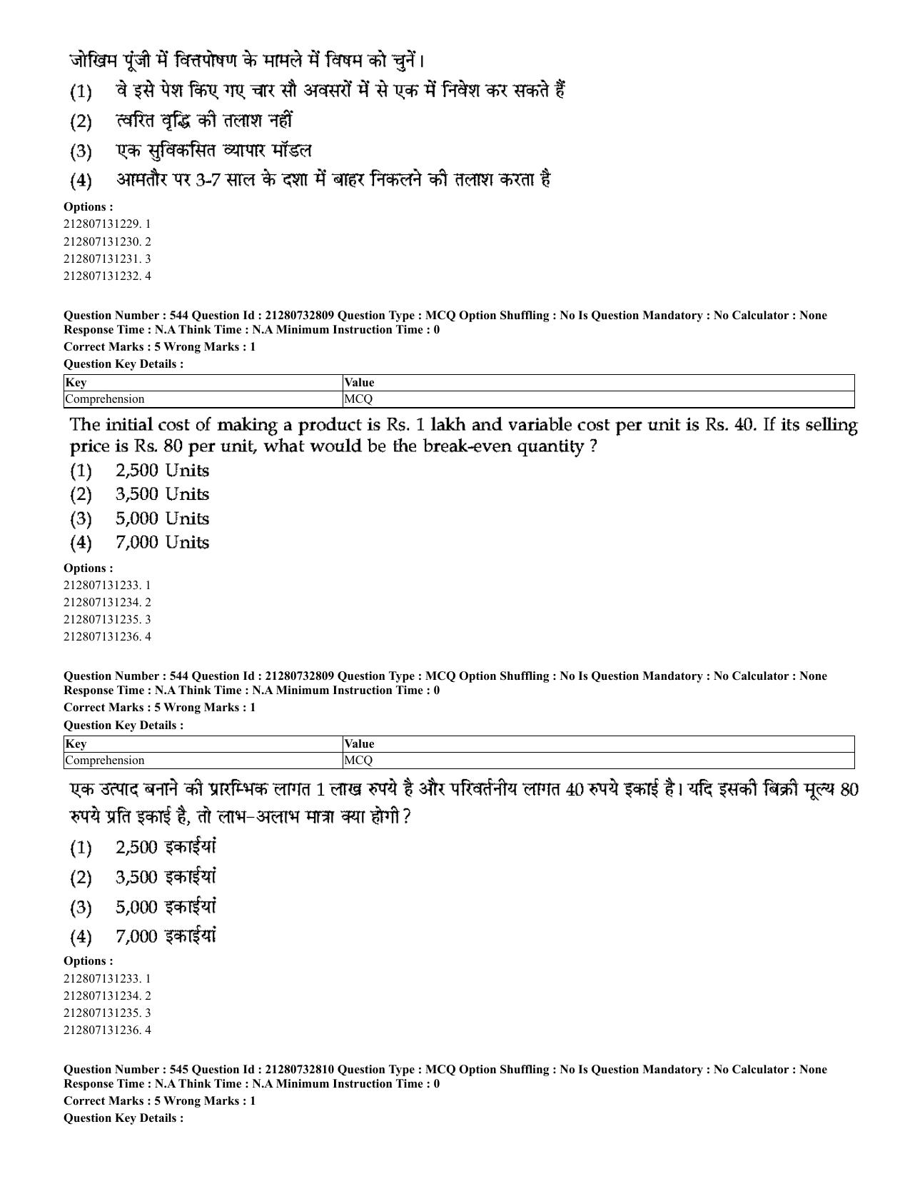 CUET 2023 English Hindi Shift 3 Question Papers - Page 514