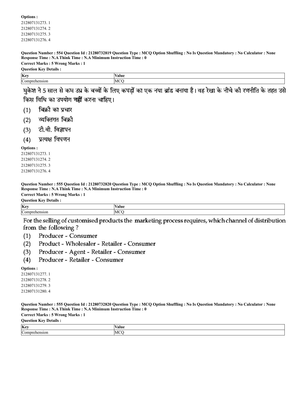 CUET 2023 English Hindi Shift 3 Question Papers - Page 522
