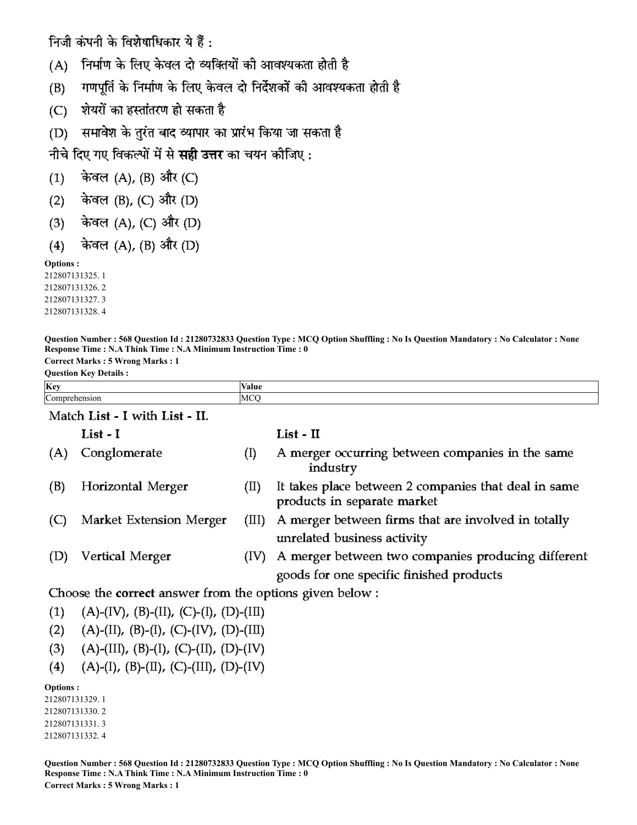 CUET 2023 English Hindi Shift 3 Question Papers - Page 532