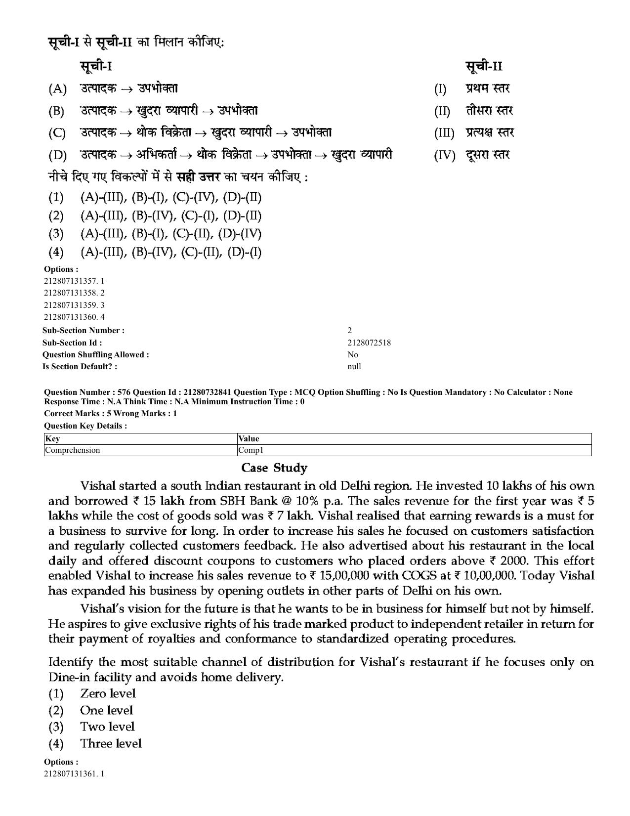 CUET 2023 English Hindi Shift 3 Question Papers - Page 540