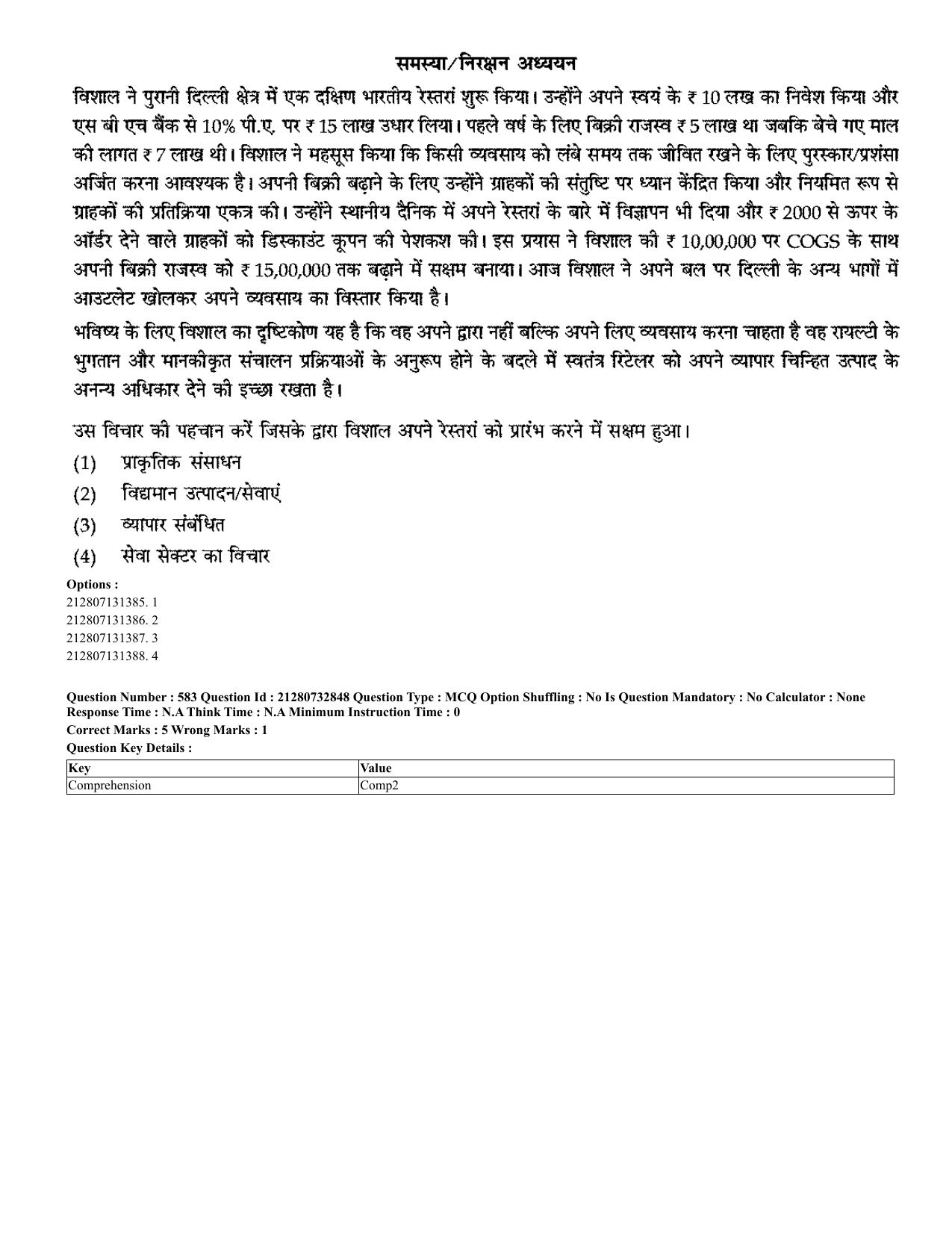 CUET 2023 English Hindi Shift 3 Question Papers - Page 553
