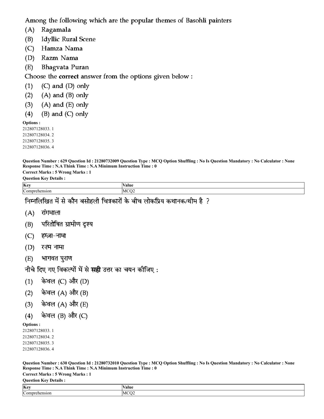 CUET 2023 English Hindi Shift 3 Question Papers - Page 606