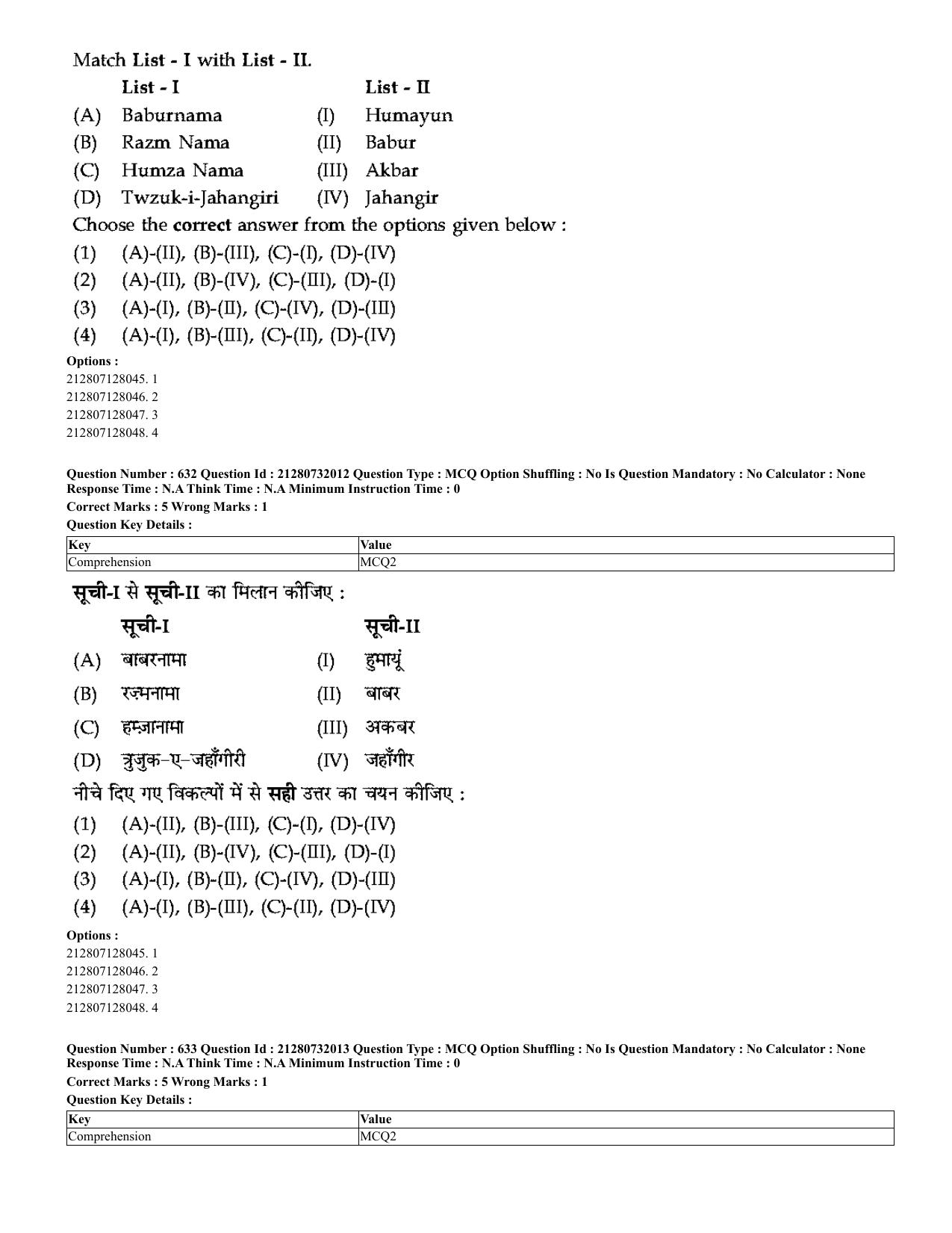 CUET 2023 English Hindi Shift 3 Question Papers - Page 609