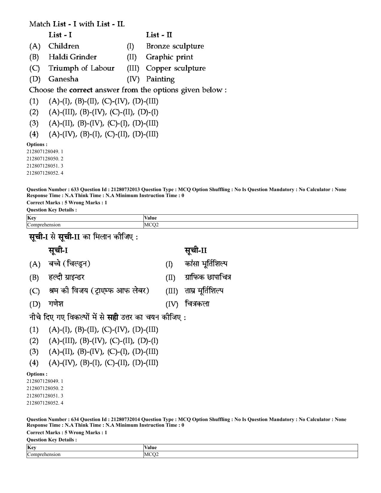 CUET 2023 English Hindi Shift 3 Question Papers - Page 610