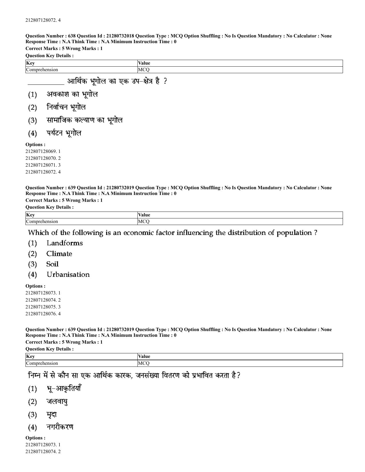 CUET 2023 English Hindi Shift 3 Question Papers - Page 615