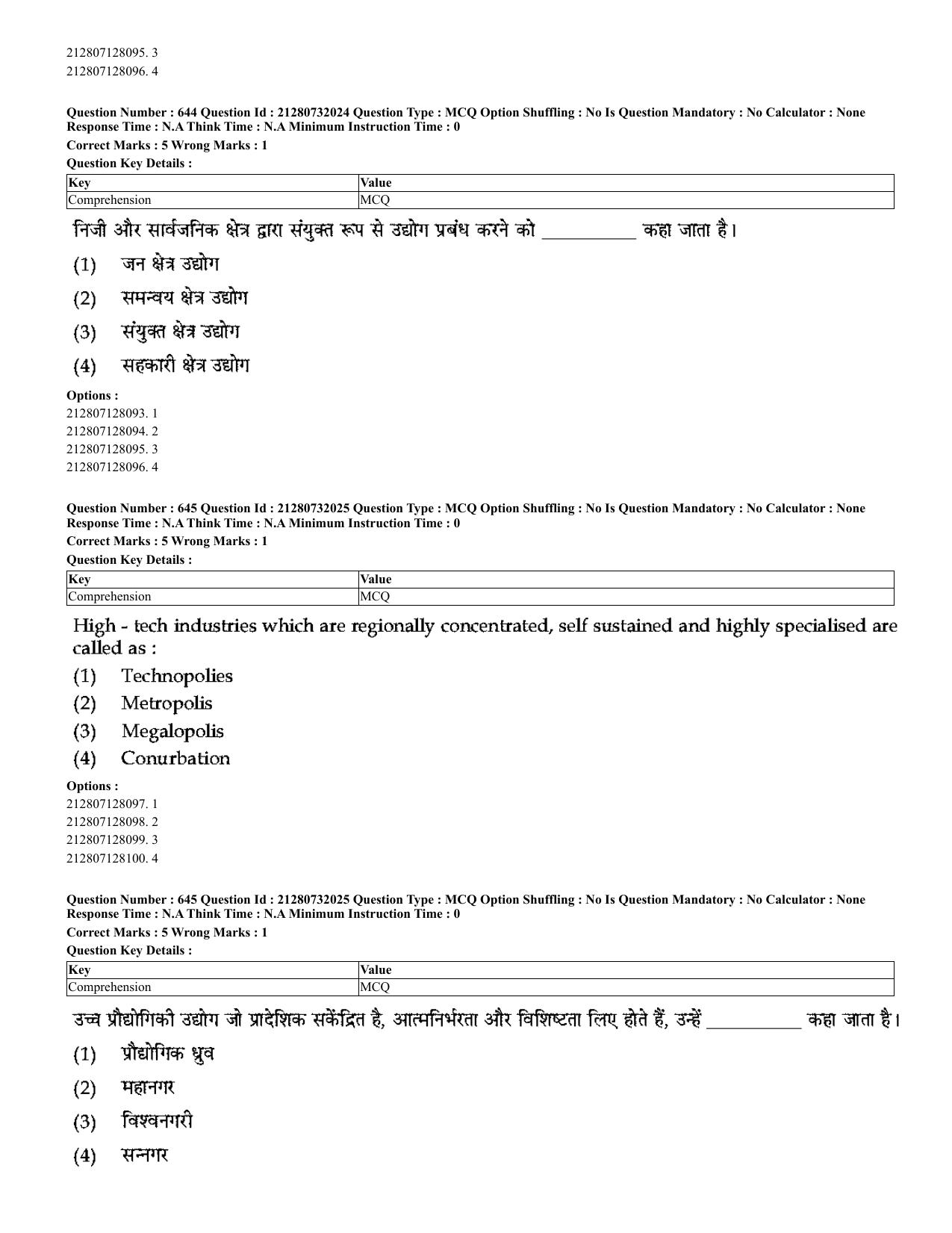 CUET 2023 English Hindi Shift 3 Question Papers - Page 619
