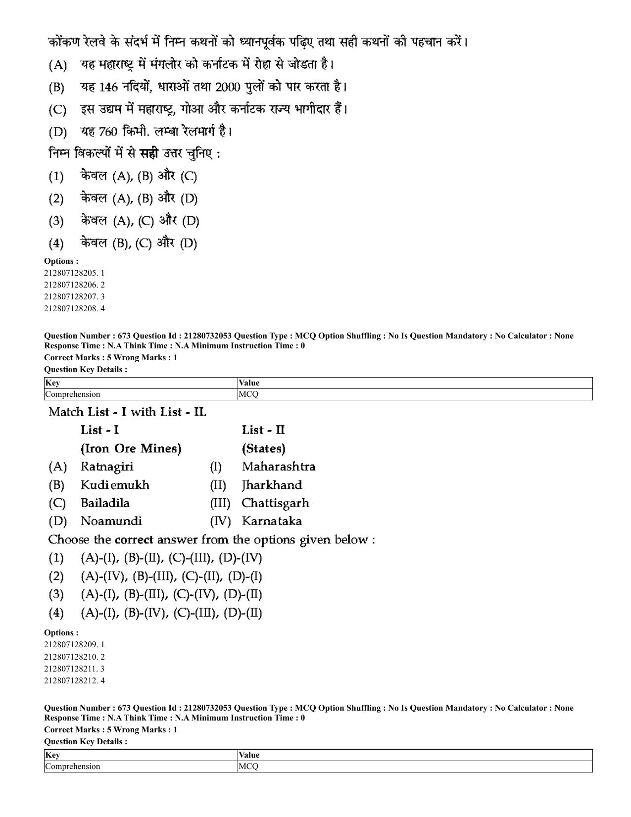 CUET 2023 English Hindi Shift 3 Question Papers - Page 642