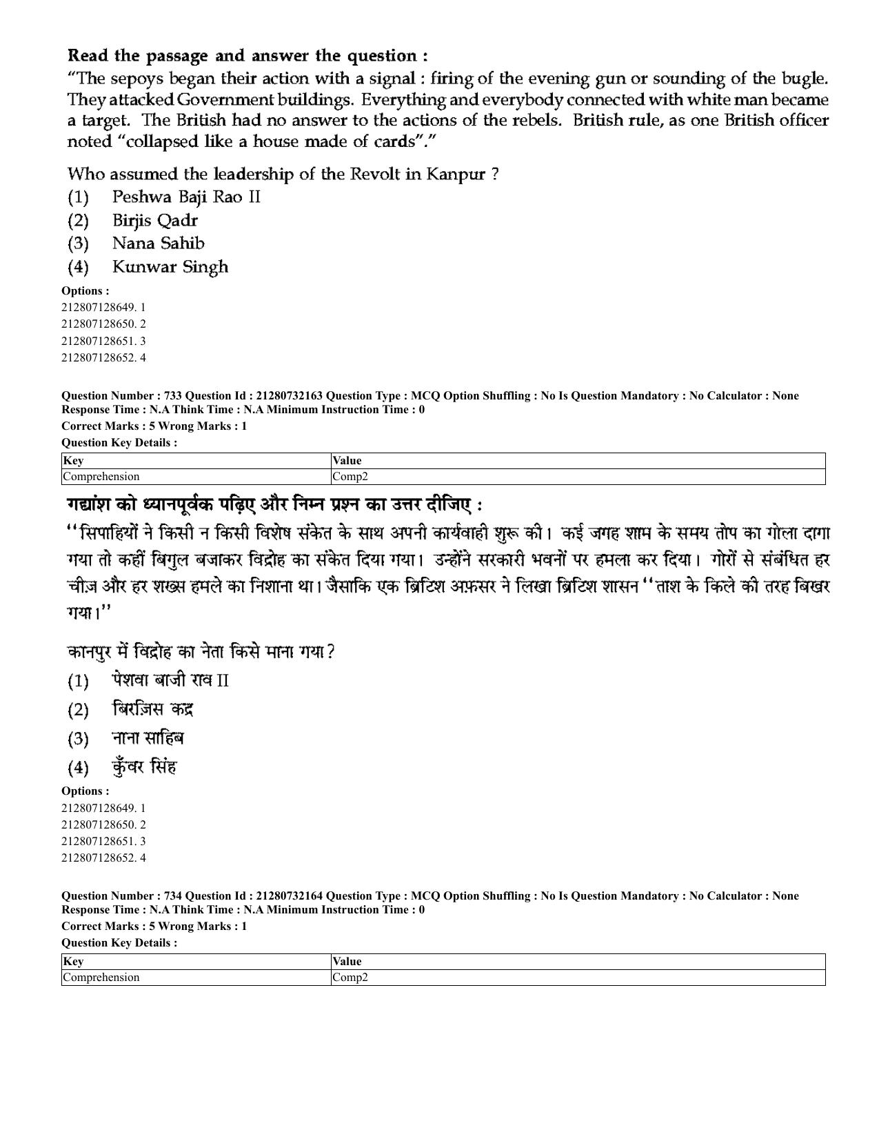 CUET 2023 English Hindi Shift 3 Question Papers - Page 705