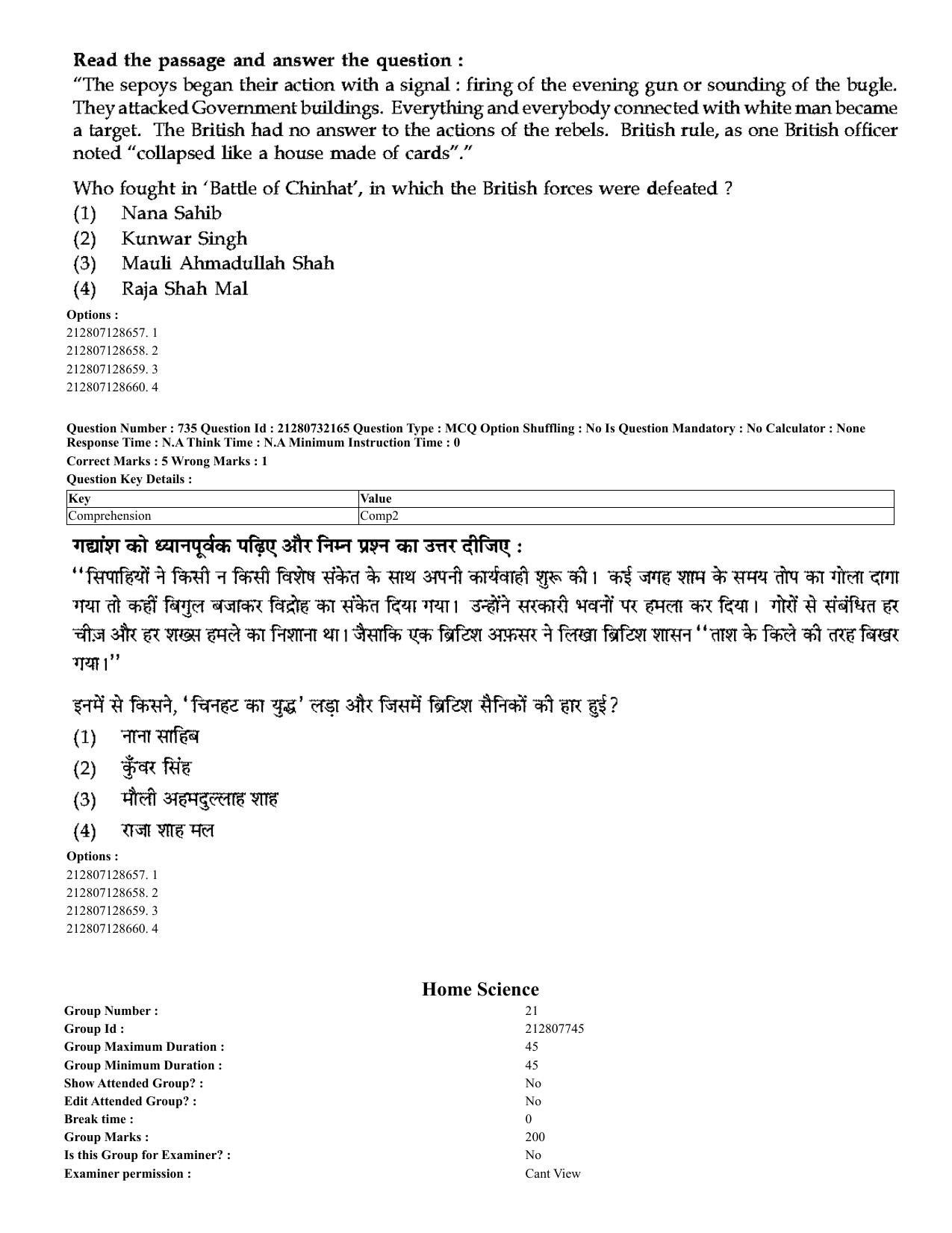 CUET 2023 English Hindi Shift 3 Question Papers - Page 707
