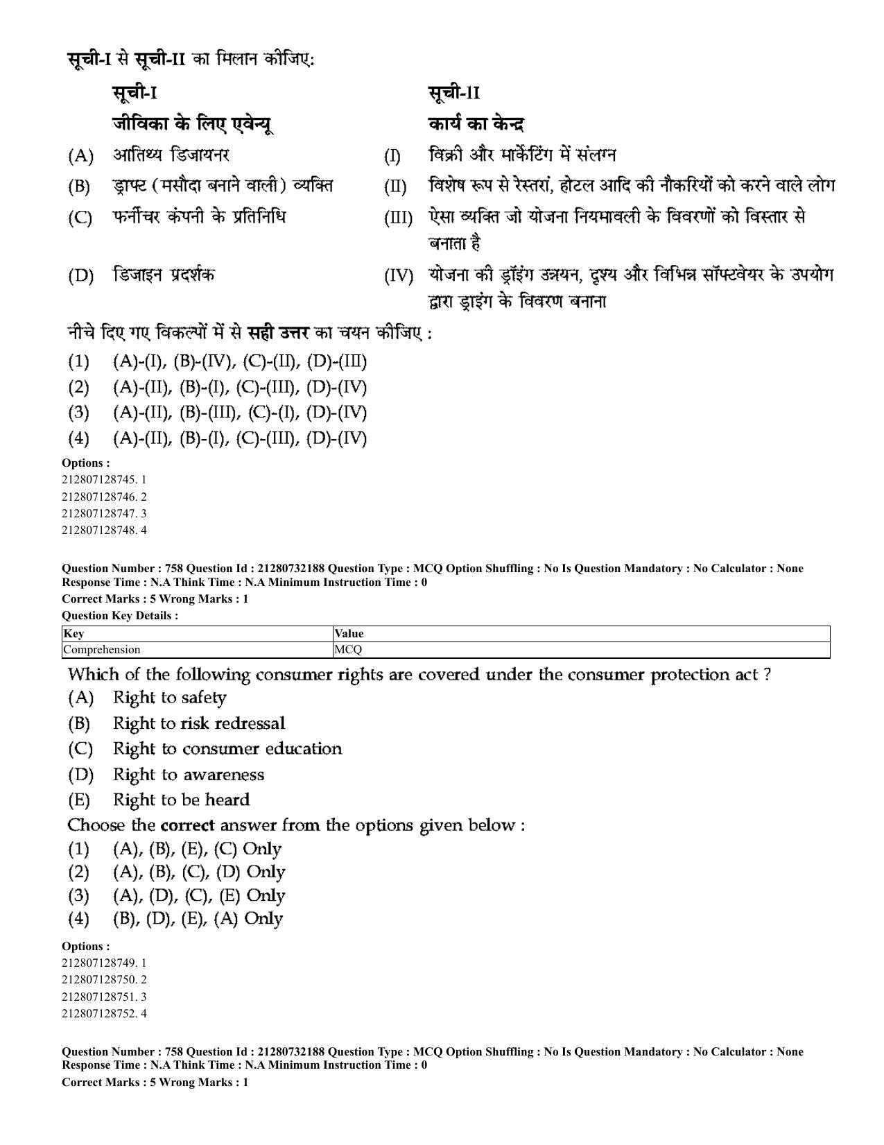 CUET 2023 English Hindi Shift 3 Question Papers - Page 725