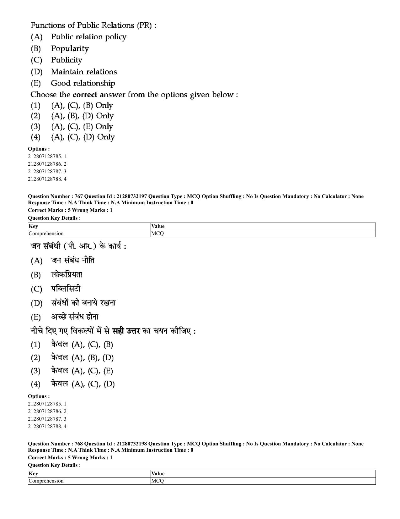 CUET 2023 English Hindi Shift 3 Question Papers - Page 735