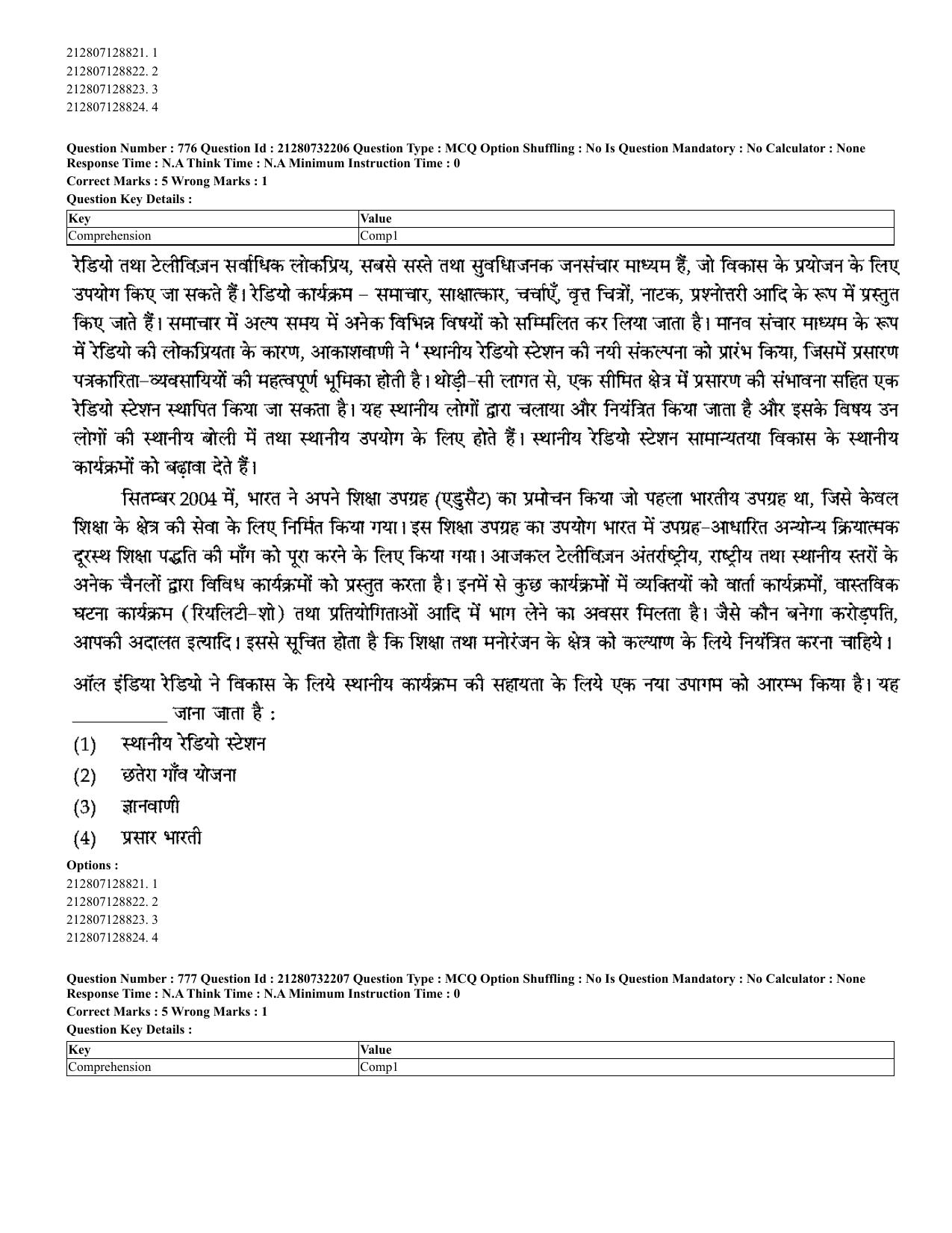 CUET 2023 English Hindi Shift 3 Question Papers - Page 743
