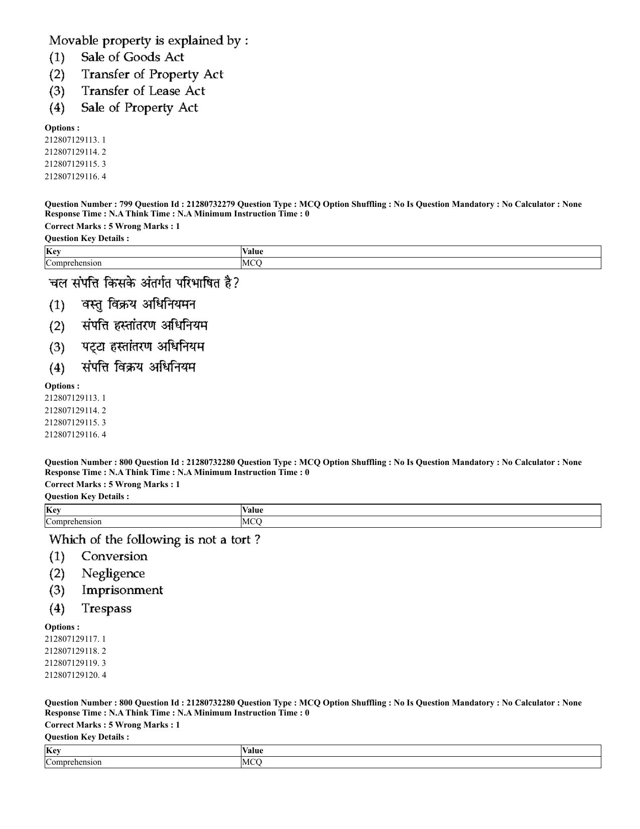 CUET 2023 English Hindi Shift 3 Question Papers - Page 773