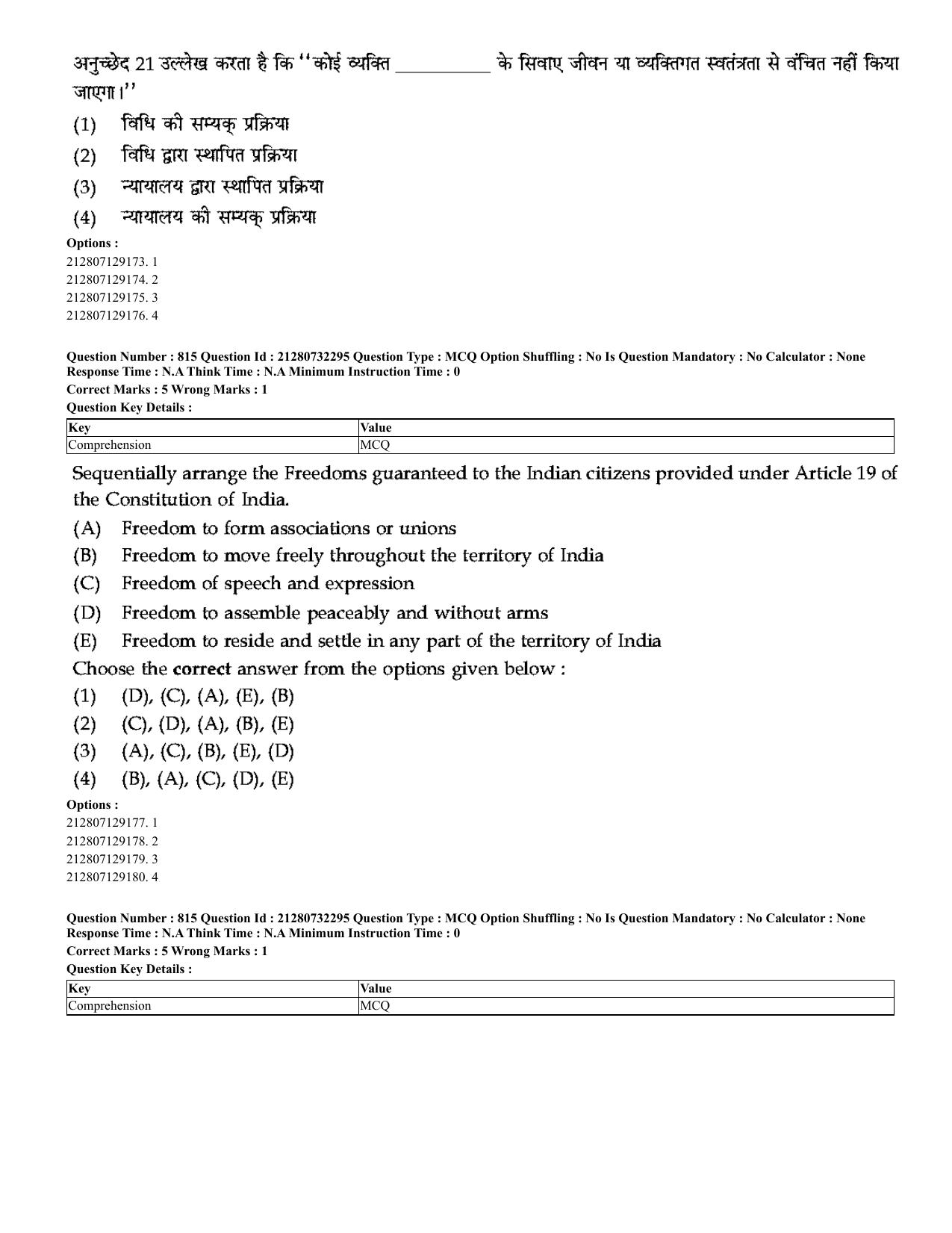 CUET 2023 English Hindi Shift 3 Question Papers - Page 785