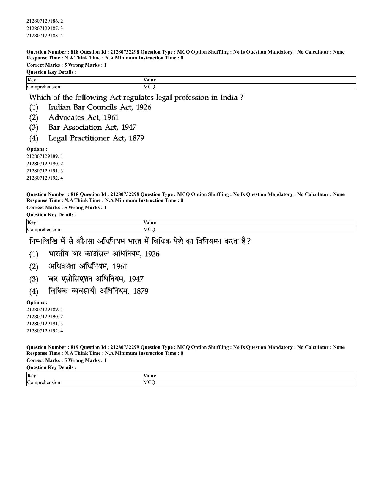 CUET 2023 English Hindi Shift 3 Question Papers - Page 788