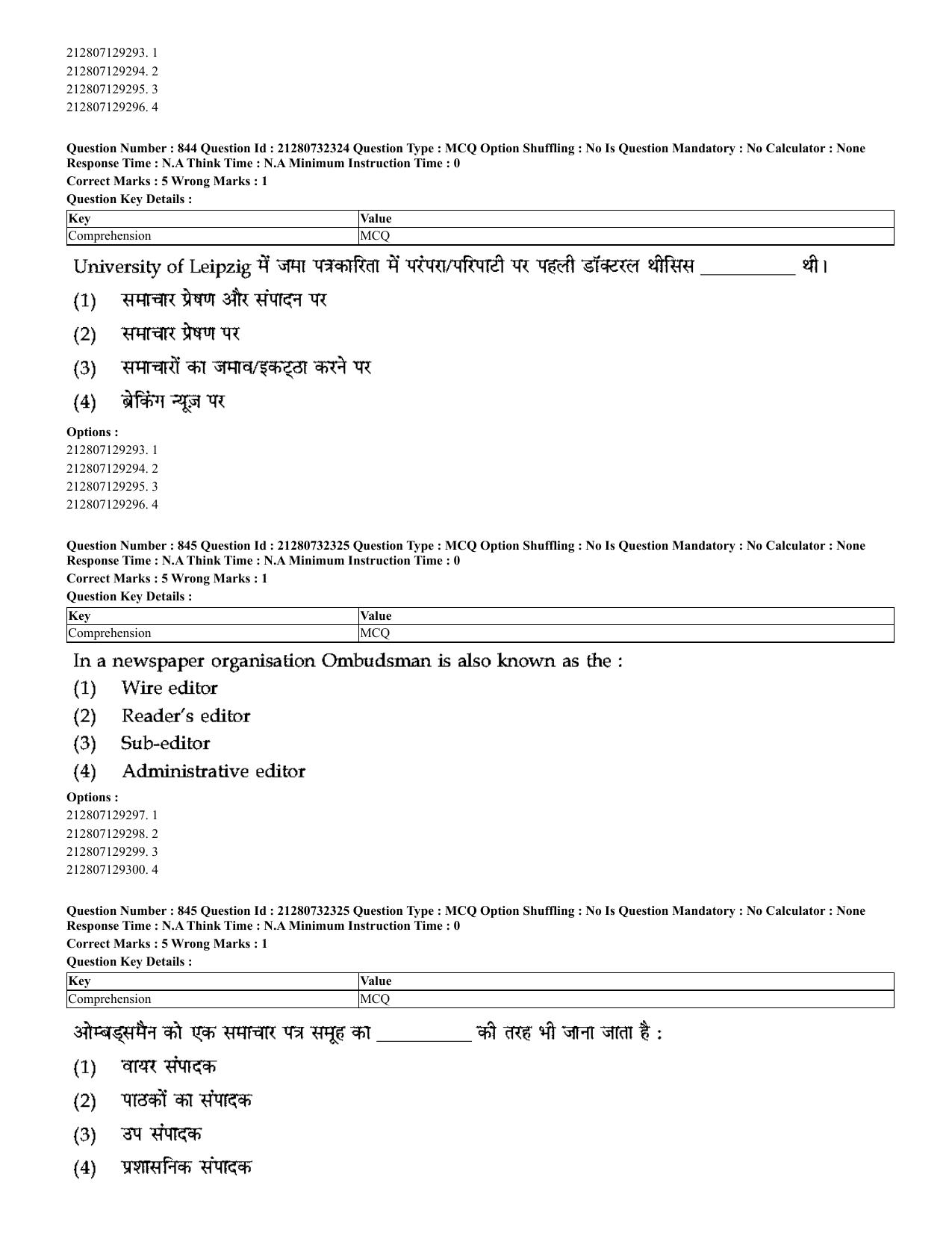 CUET 2023 English Hindi Shift 3 Question Papers - Page 811