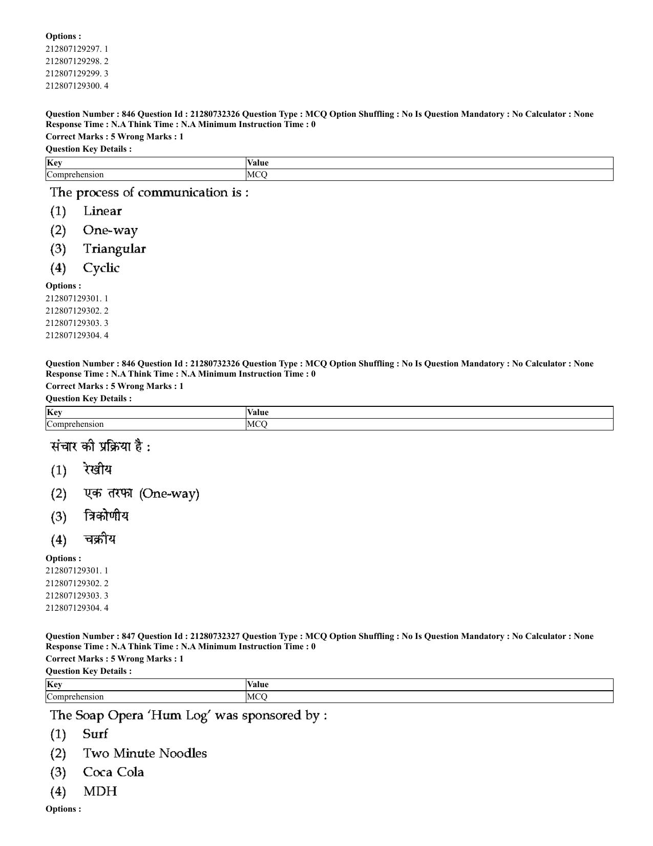 CUET 2023 English Hindi Shift 3 Question Papers - Page 812