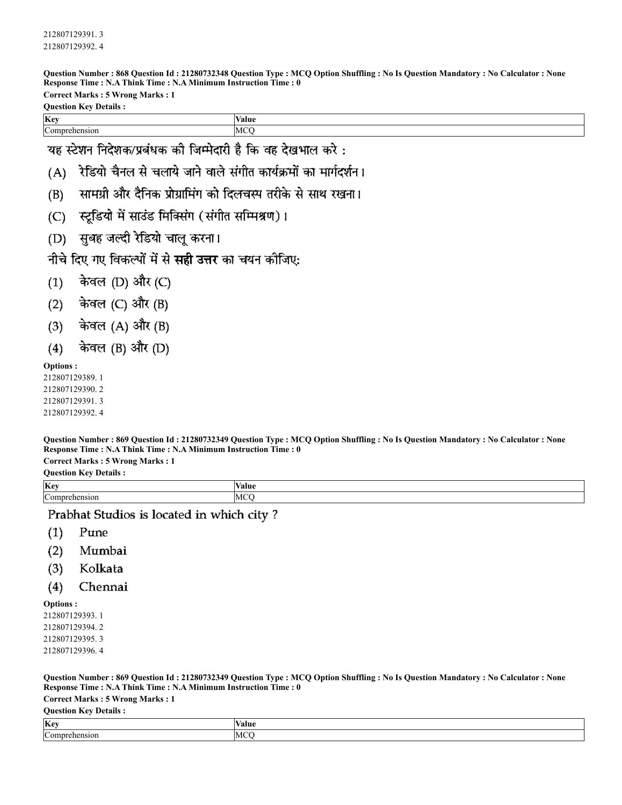 CUET 2023 English Hindi Shift 3 Question Papers - Page 830