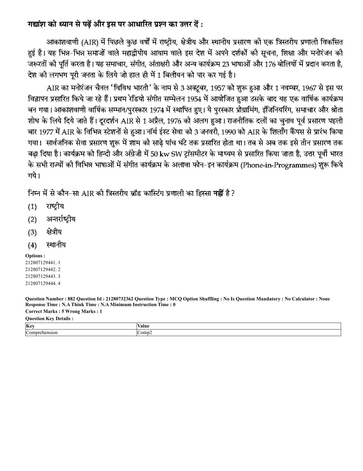 CUET 2023 English Hindi Shift 3 Question Papers - Page 847