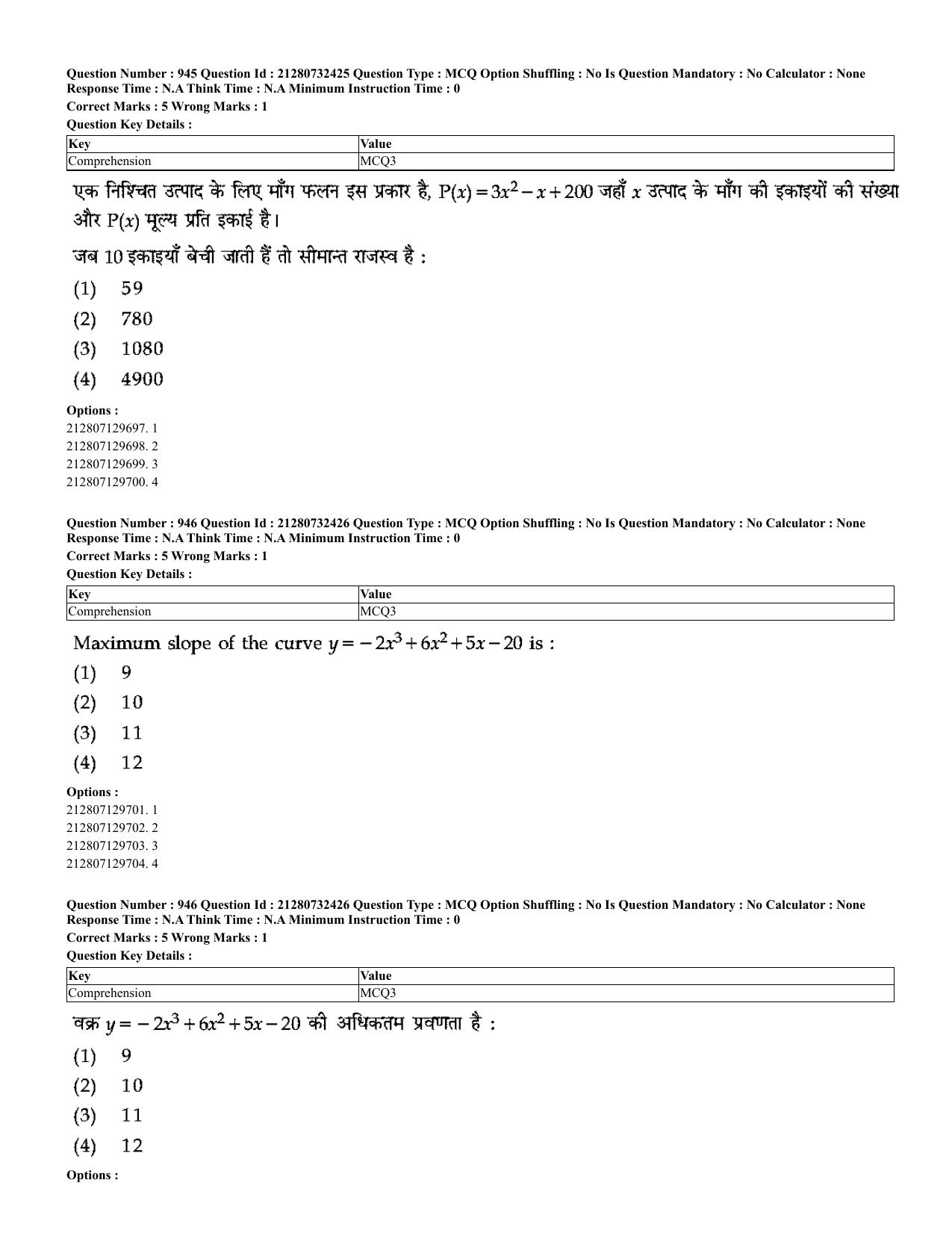 CUET 2023 English Hindi Shift 3 Question Papers - Page 913