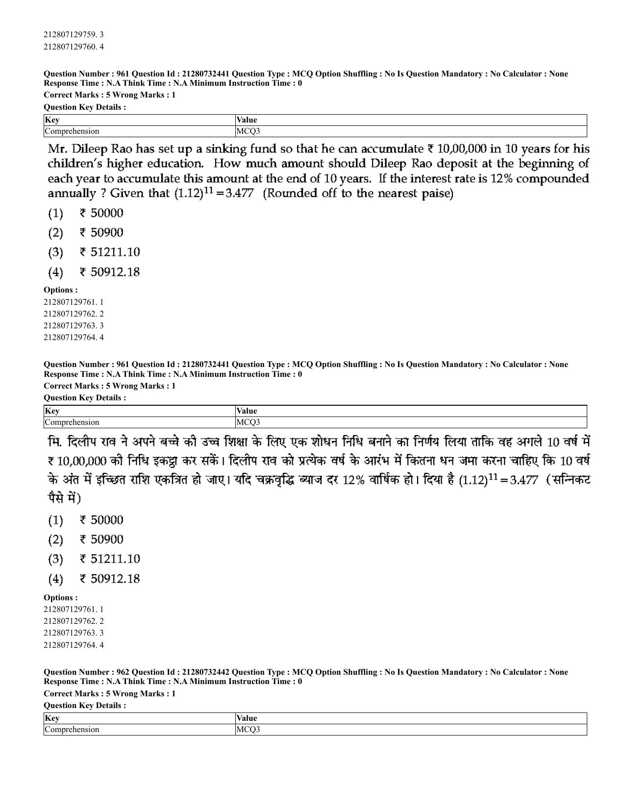 CUET 2023 English Hindi Shift 3 Question Papers - Page 928