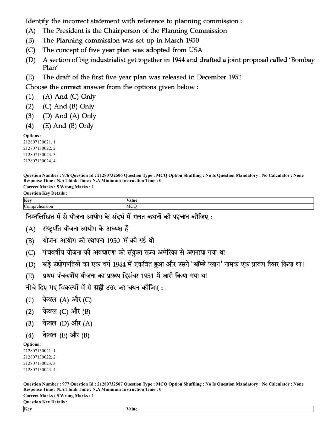 CUET 2023 English Hindi Shift 3 Question Papers - Page 941