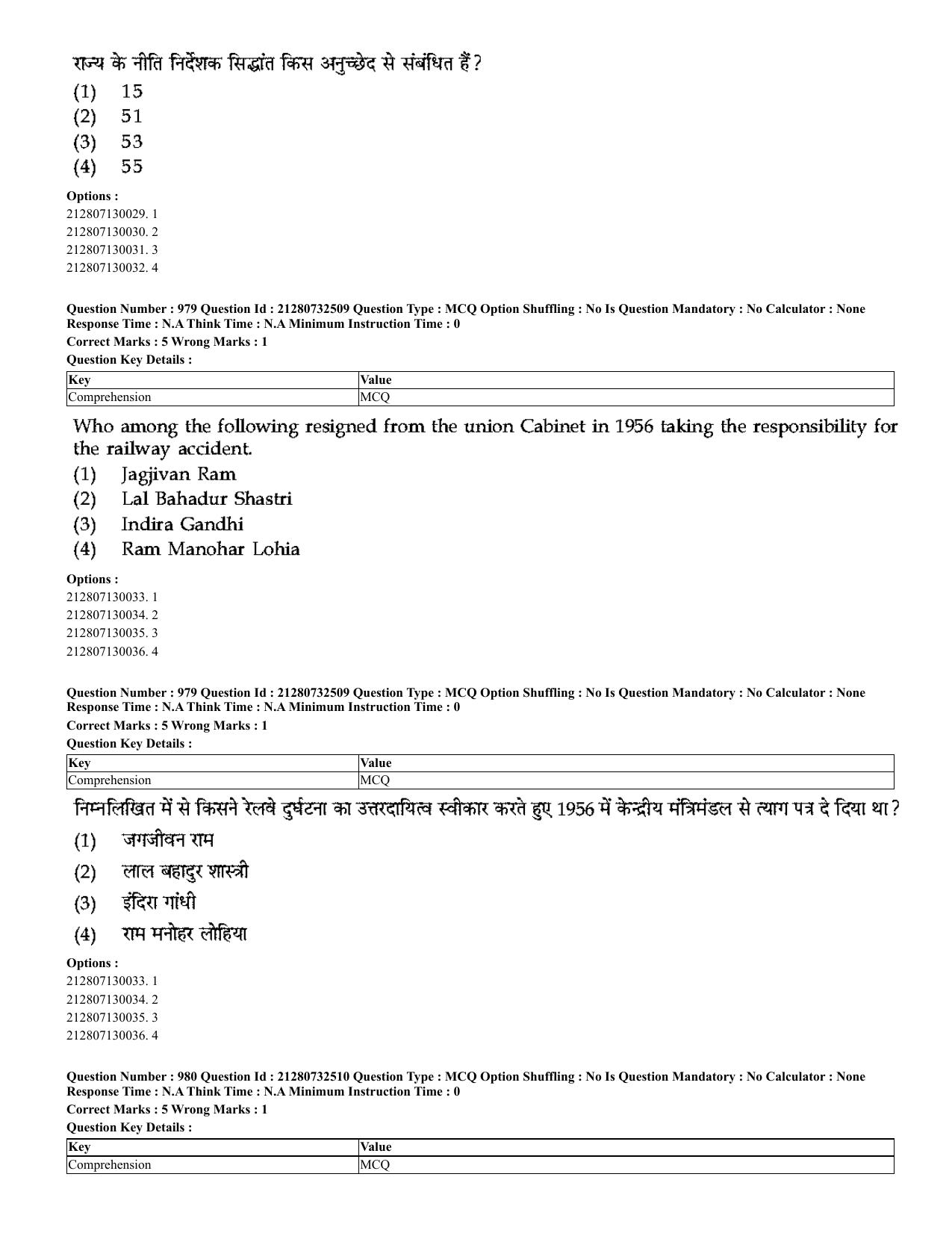 CUET 2023 English Hindi Shift 3 Question Papers - Page 943