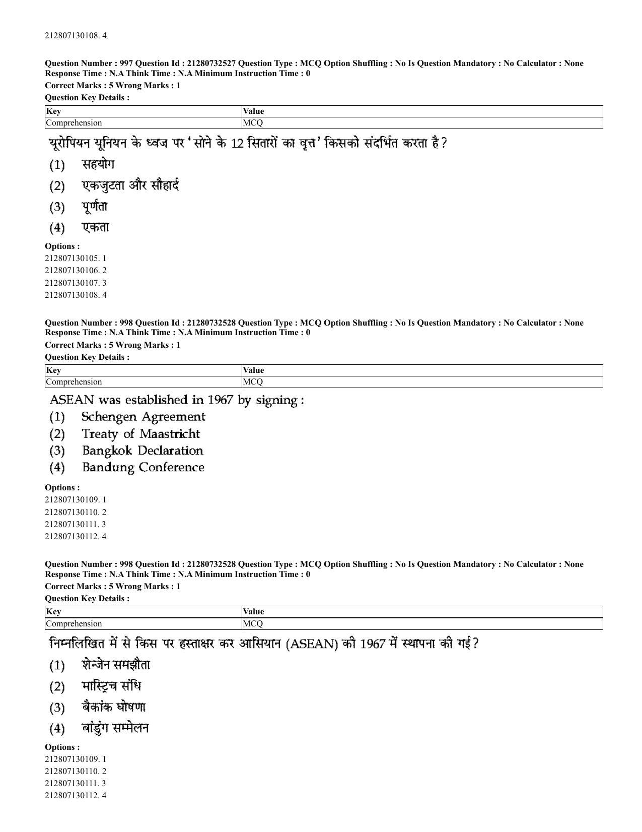 CUET 2023 English Hindi Shift 3 Question Papers - Page 958