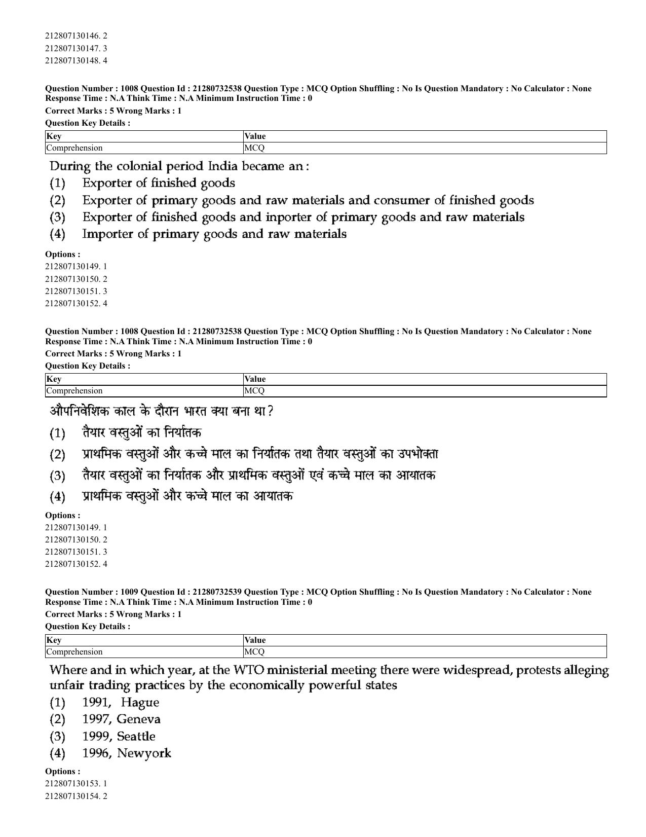 CUET 2023 English Hindi Shift 3 Question Papers - Page 966