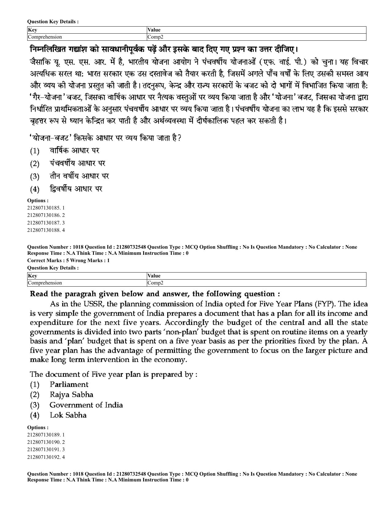CUET 2023 English Hindi Shift 3 Question Papers - Page 975