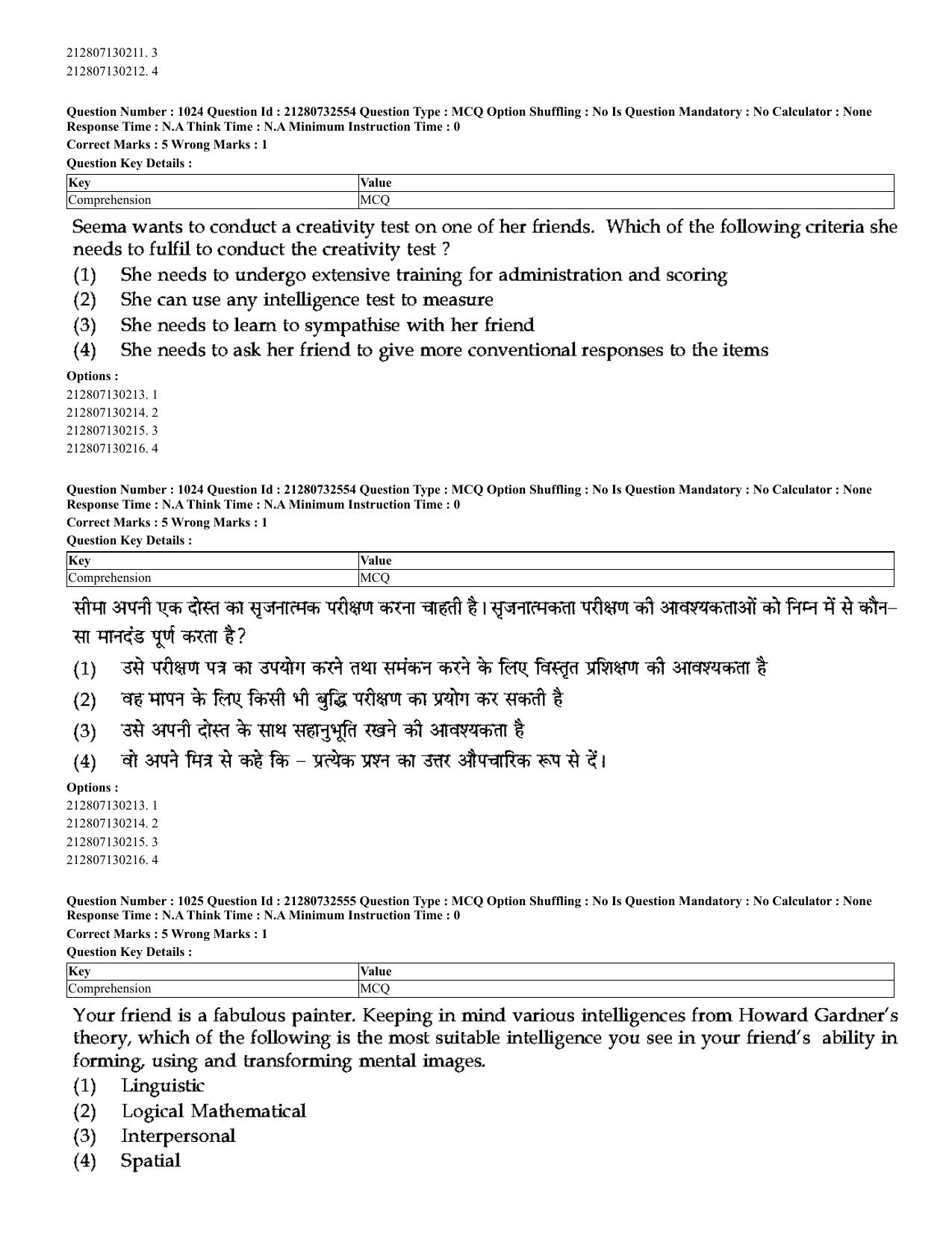 CUET 2023 English Hindi Shift 3 Question Papers - Page 981