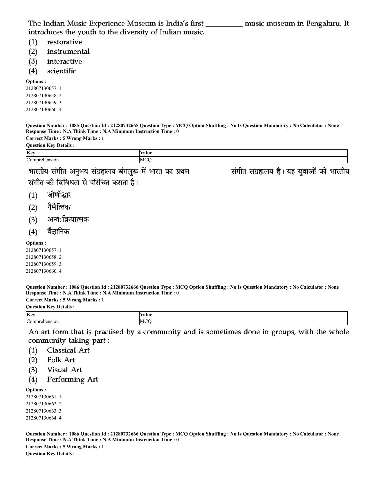 CUET 2023 English Hindi Shift 3 Question Papers - Page 1040