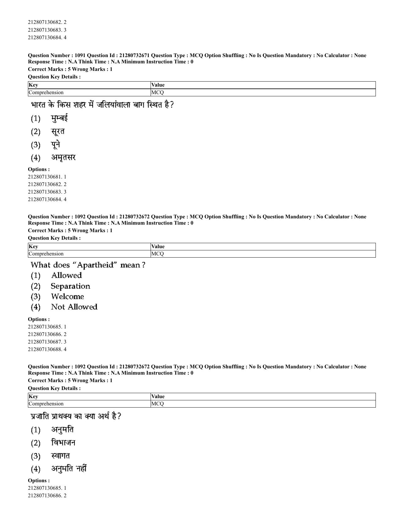 CUET 2023 English Hindi Shift 3 Question Papers - Page 1045