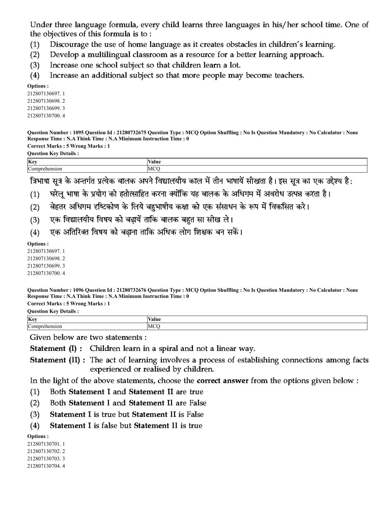 CUET 2023 English Hindi Shift 3 Question Papers - Page 1048