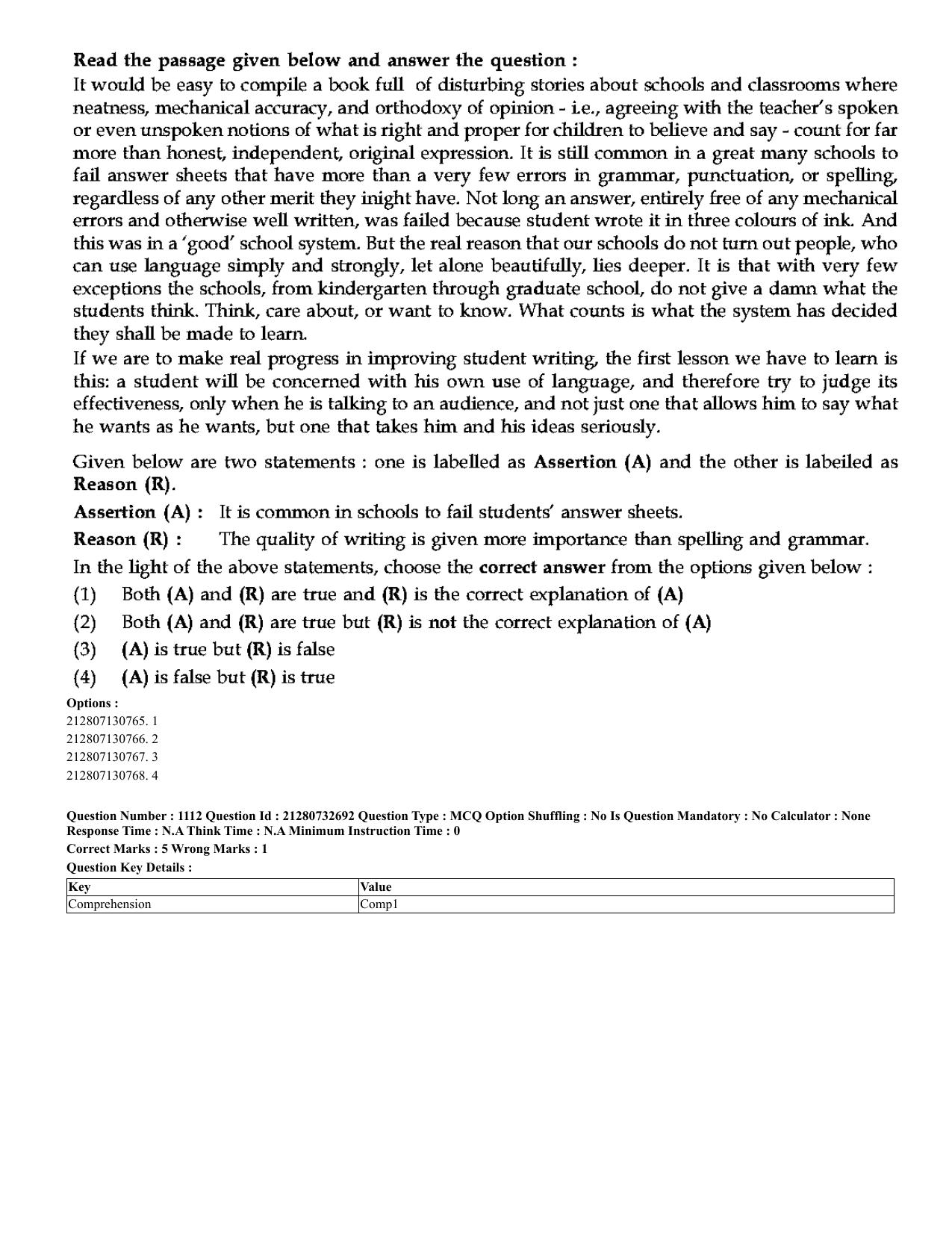 CUET 2023 English Hindi Shift 3 Question Papers - Page 1061
