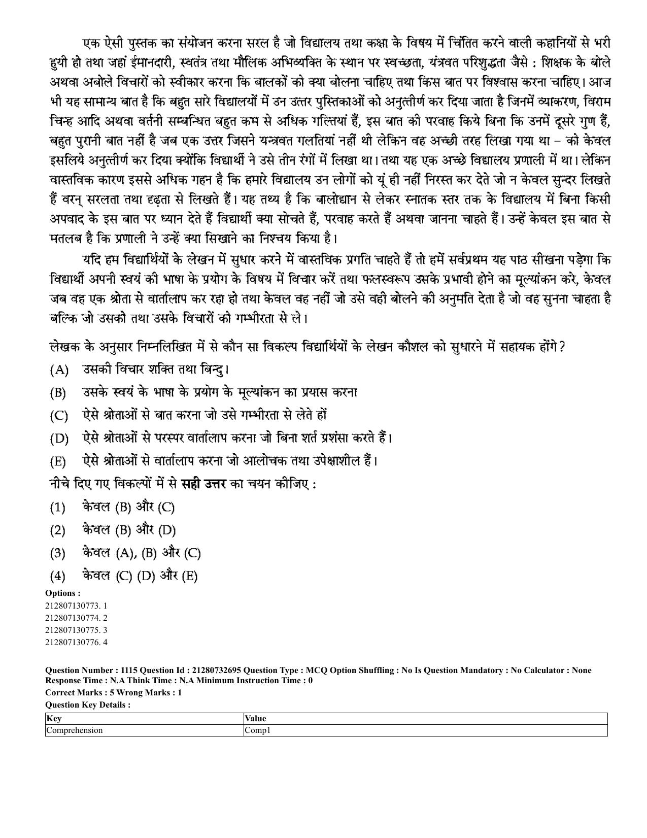 CUET 2023 English Hindi Shift 3 Question Papers - Page 1066