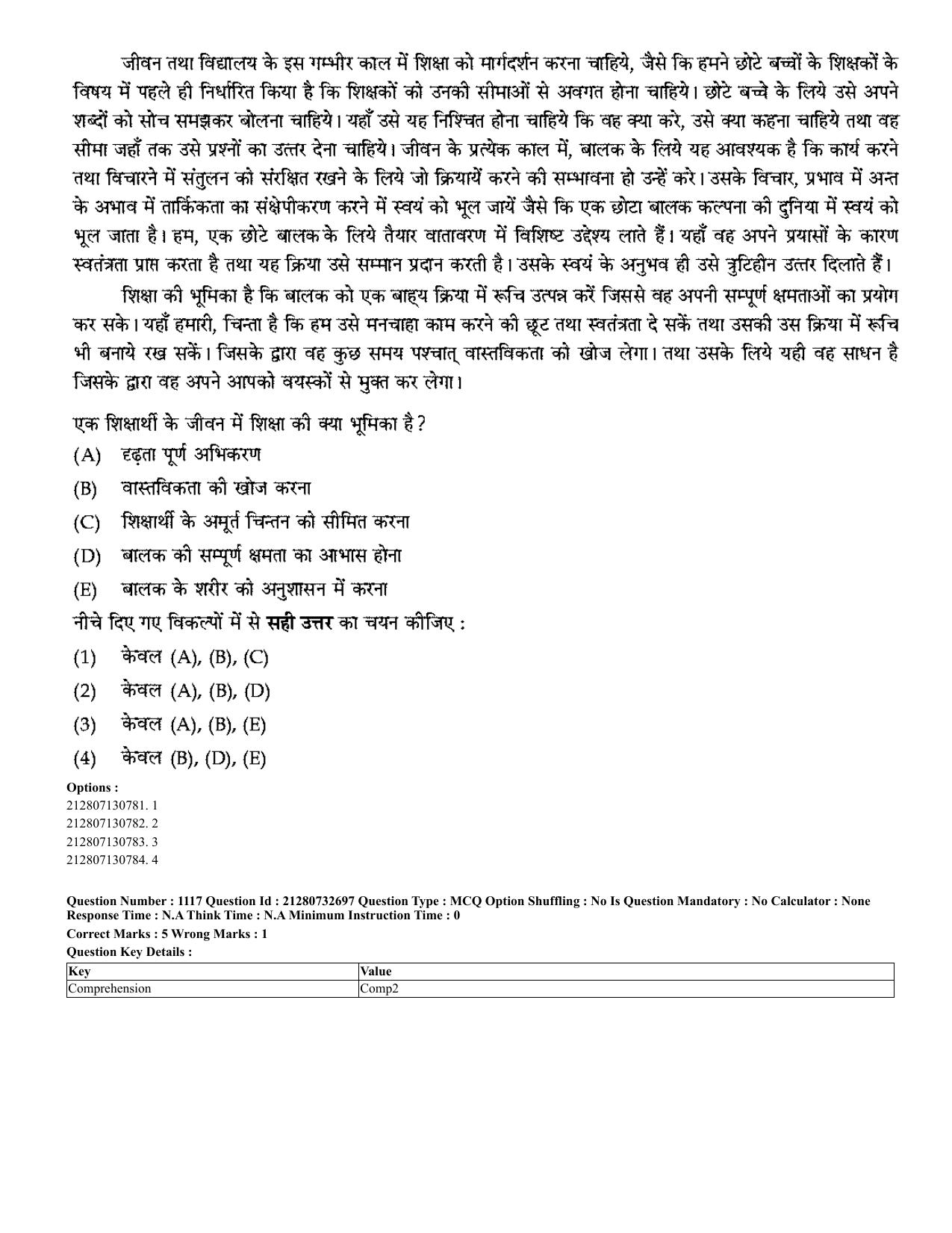 CUET 2023 English Hindi Shift 3 Question Papers - Page 1070