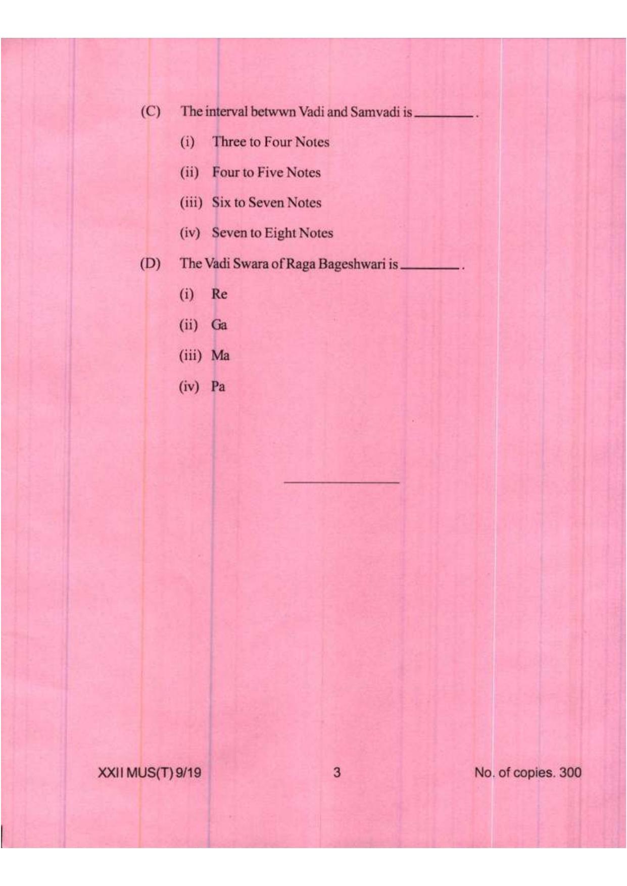 COHSEM Class 12 Music 2019 Question Papers - Page 3