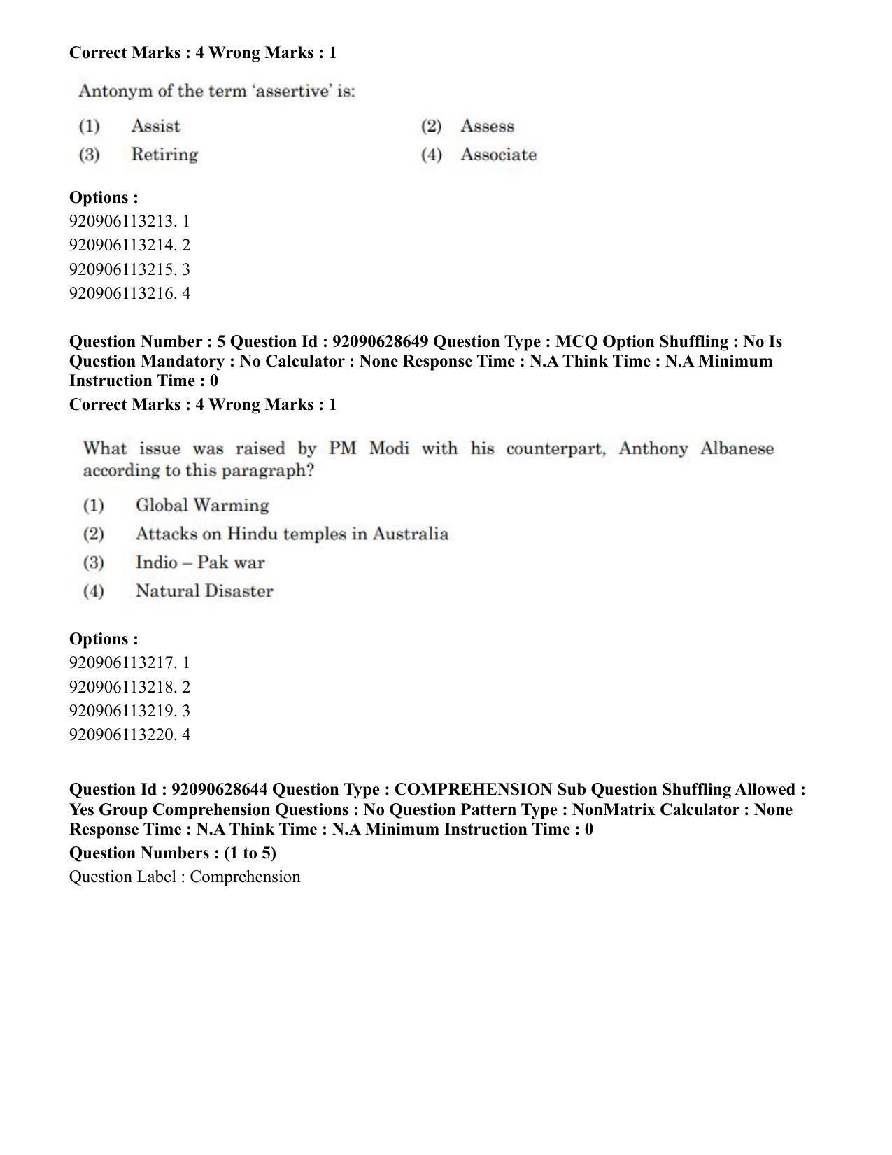 CUET PG 2023: LAQP02 – Hindi (Eng) - Shift 2 (27-06-2023) Question Paper - Page 4